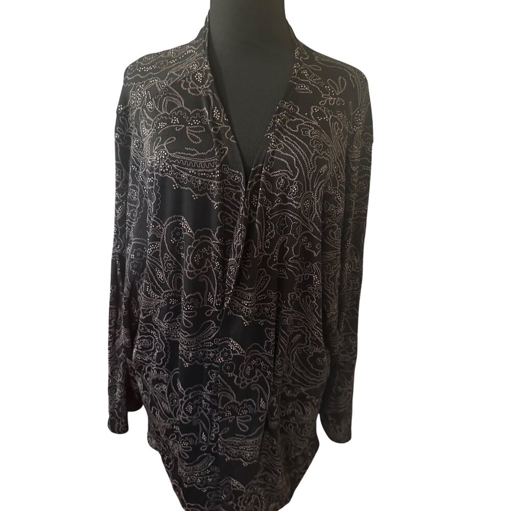 Chelsea Studio black and cream paisley cardigan size 1X